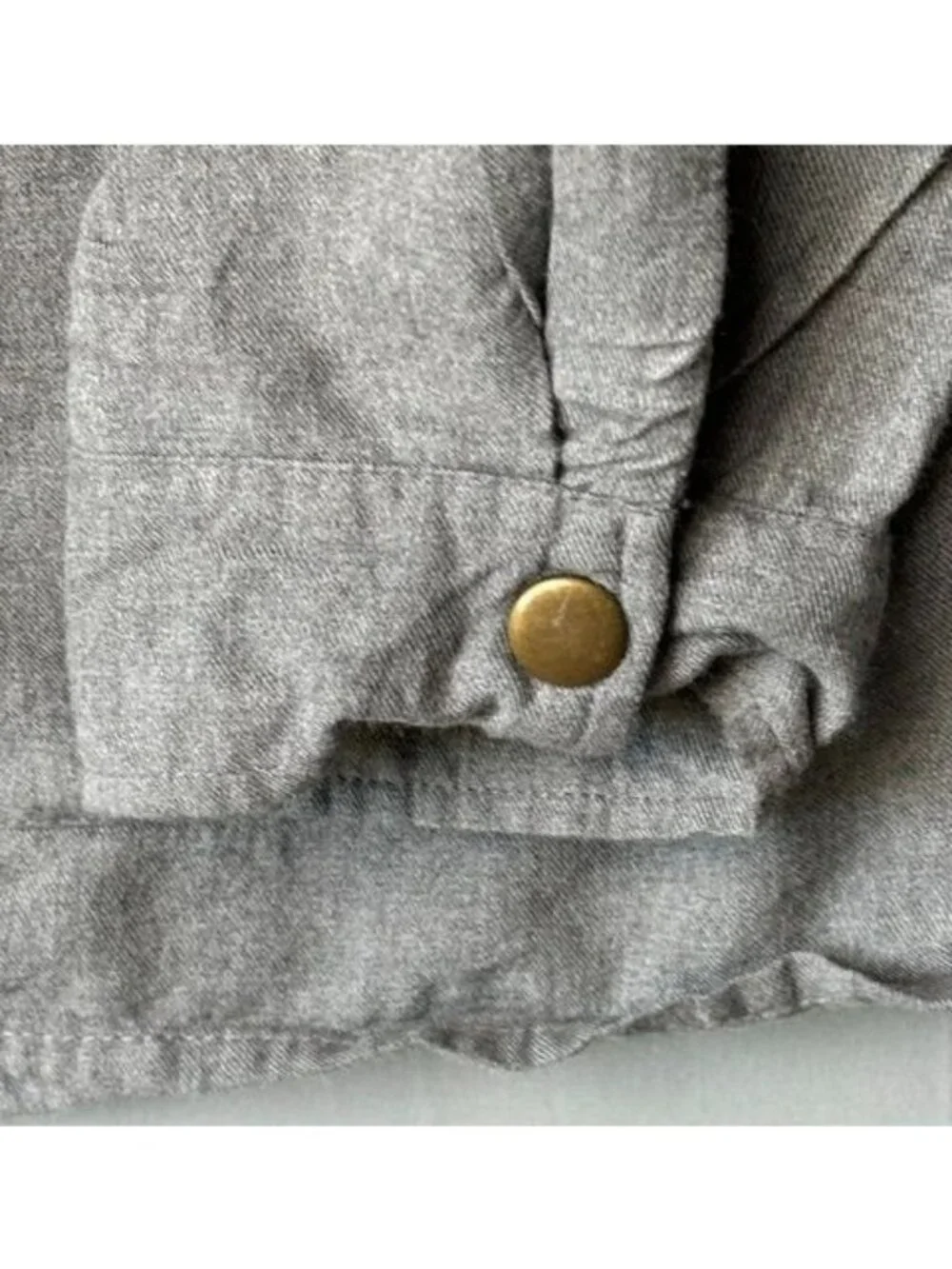 Sunday Hooded Utility Jacket Gray Rayon Lightweight Anorak Drawstring Women's L